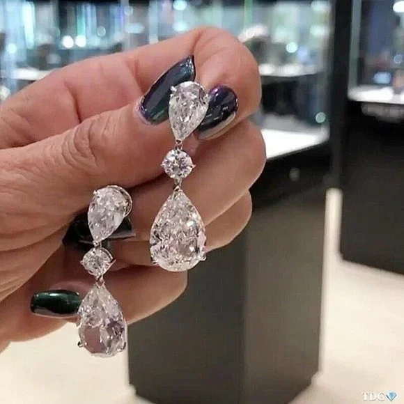 Earrings Diamond CZ Crystal Drop Bride Bridal Earrings NIP - Picture 2 of 7